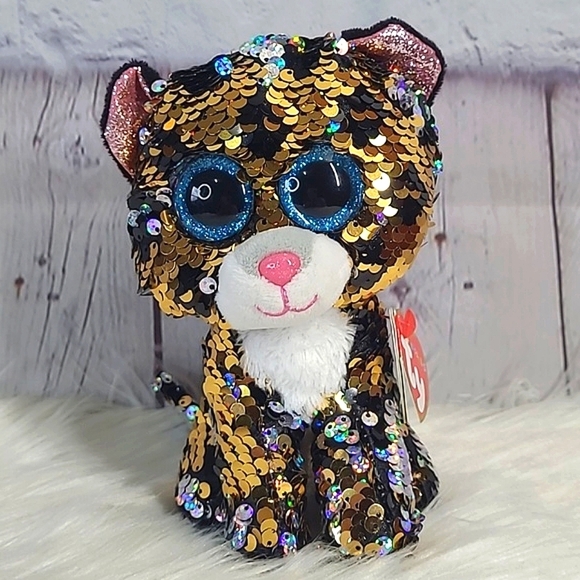 Ty Other - Ty Sterling Leopard Cat Sequin Flippables Ty Beanie Boos Plush Stuffed Animal